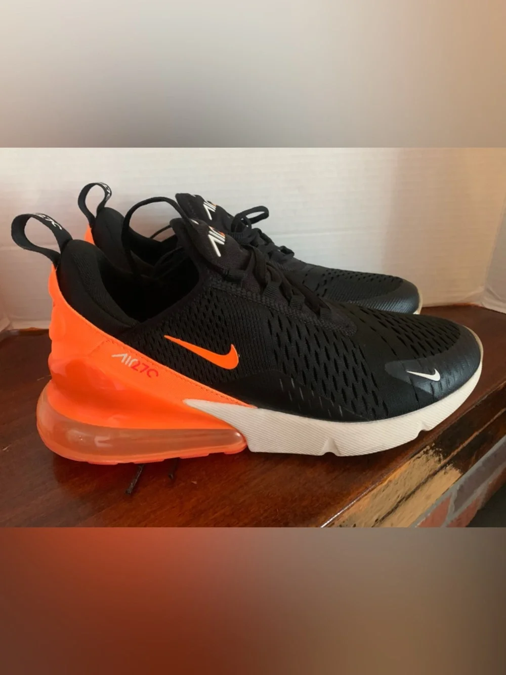 Nike Air Max 270 Black and Bright Orange Running Sneakers